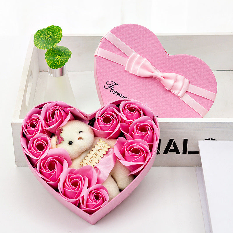 Fragrant soap flower heart-shaped rose gift box
