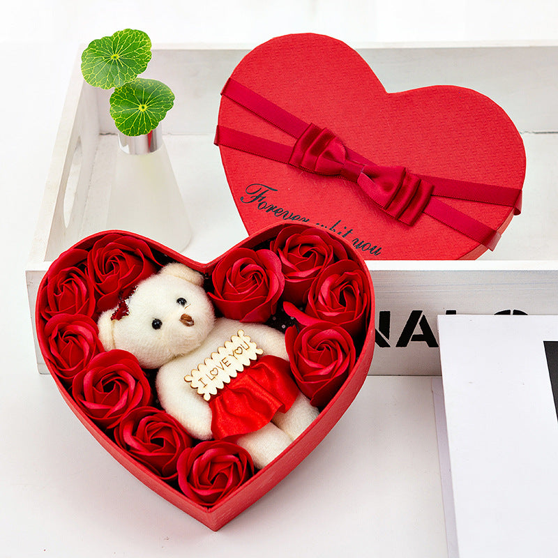 Fragrant soap flower heart-shaped rose gift box