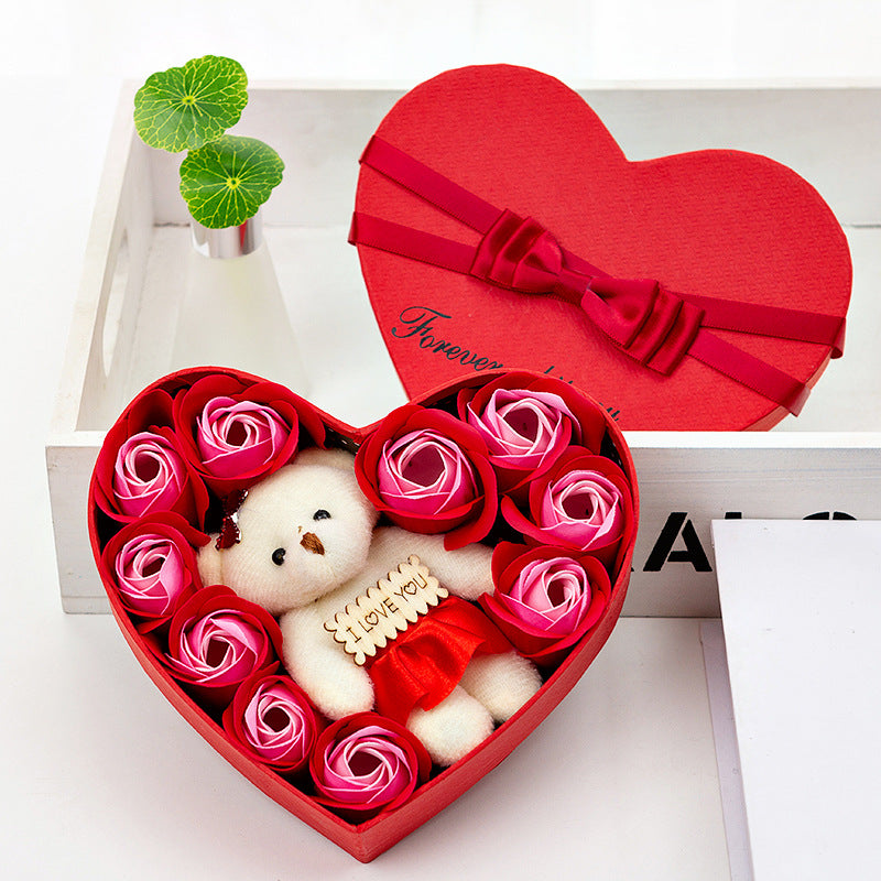 Fragrant soap flower heart-shaped rose gift box