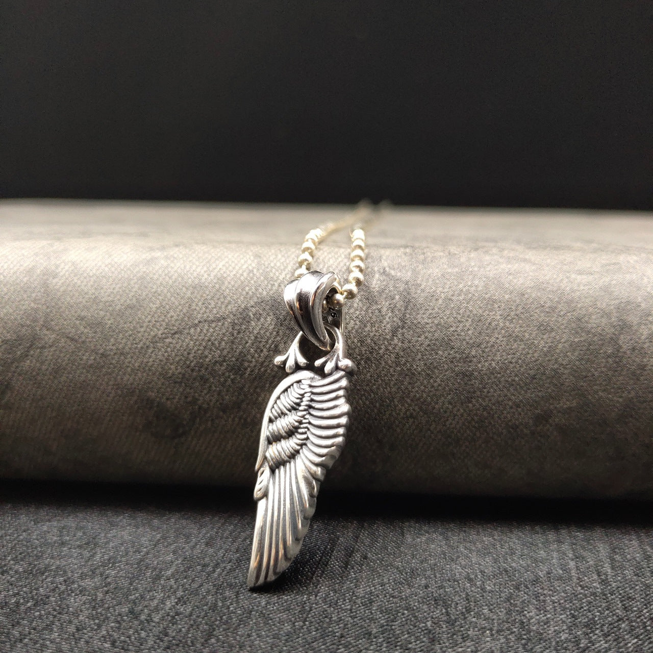 Feather angel wing pendant necklace for men