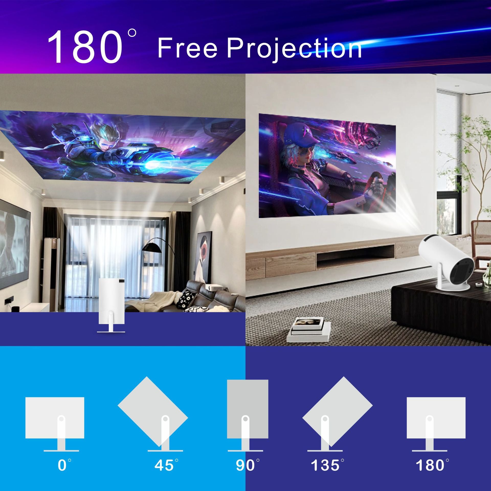 Smart home theater projector connected to smart phone or ipad