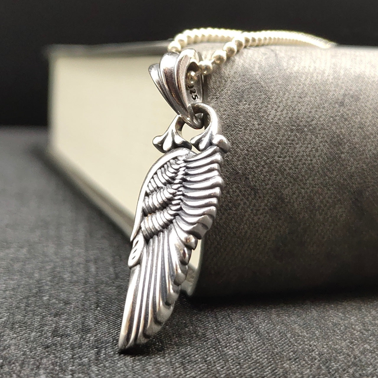 Feather angel wing pendant necklace for men
