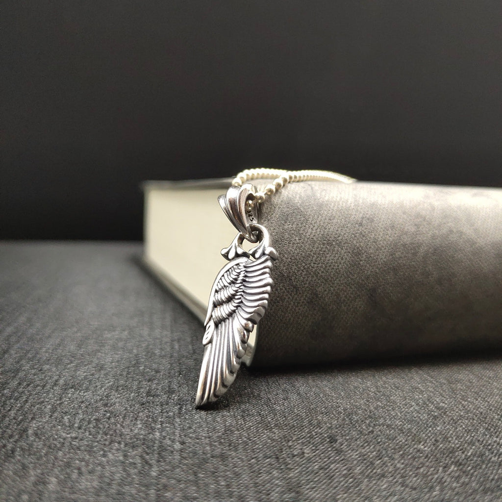 Feather angel wing pendant necklace for men