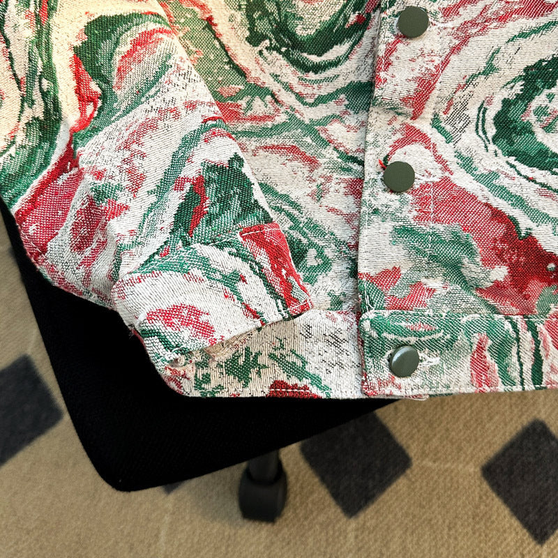 Korean Style Tiger Jacquard Denim Jacket for Men